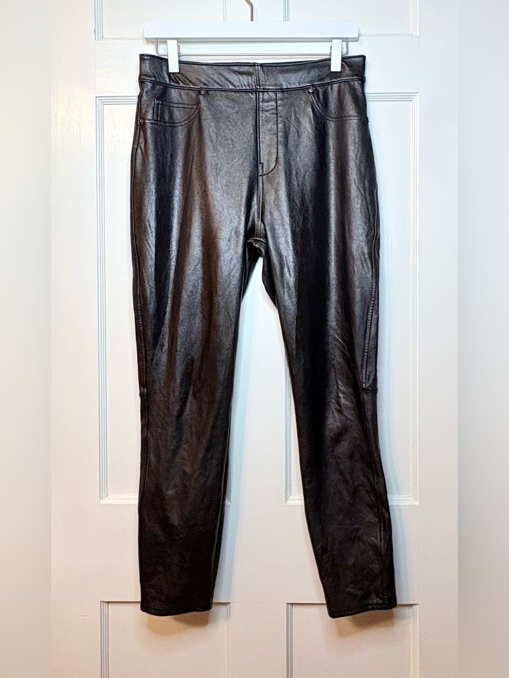 SPANX Black Faux Leather Ankle Pants Leggings